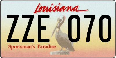 LA license plate ZZE070