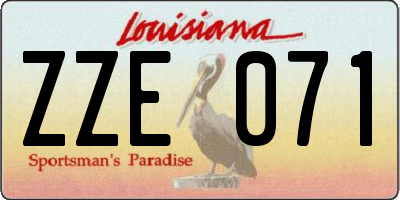 LA license plate ZZE071