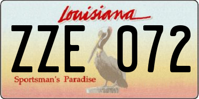 LA license plate ZZE072