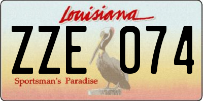 LA license plate ZZE074