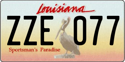 LA license plate ZZE077