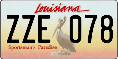 LA license plate ZZE078