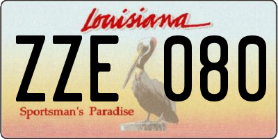 LA license plate ZZE080