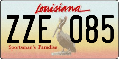 LA license plate ZZE085