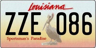 LA license plate ZZE086