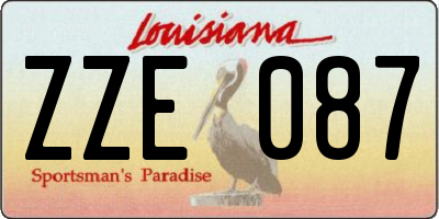 LA license plate ZZE087