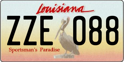 LA license plate ZZE088