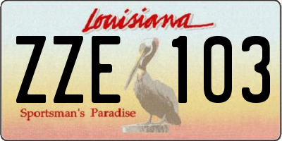 LA license plate ZZE103