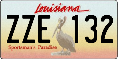 LA license plate ZZE132