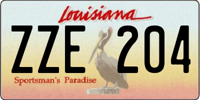 LA license plate ZZE204