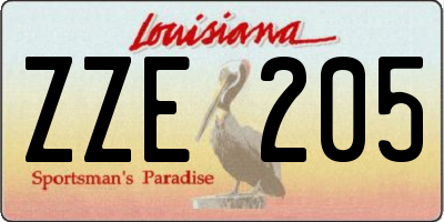 LA license plate ZZE205