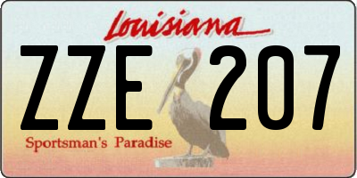 LA license plate ZZE207