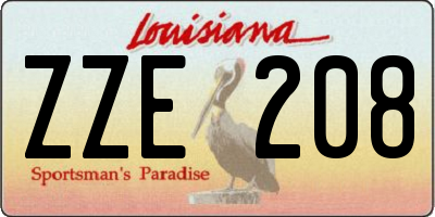 LA license plate ZZE208