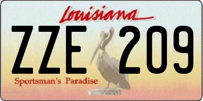 LA license plate ZZE209