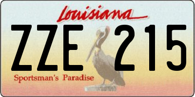 LA license plate ZZE215