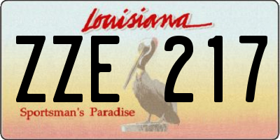 LA license plate ZZE217