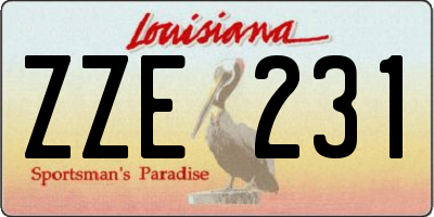 LA license plate ZZE231