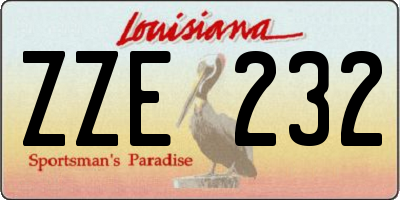 LA license plate ZZE232