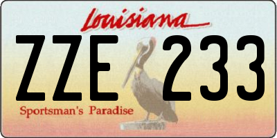 LA license plate ZZE233