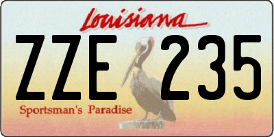 LA license plate ZZE235