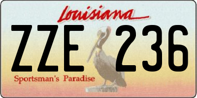 LA license plate ZZE236