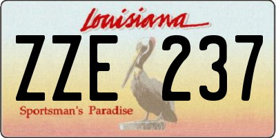 LA license plate ZZE237