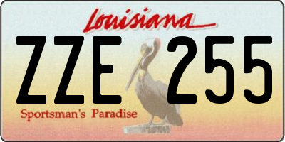 LA license plate ZZE255