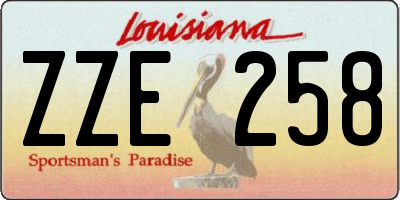 LA license plate ZZE258