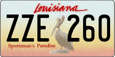 LA license plate ZZE260