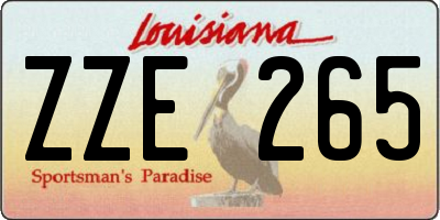 LA license plate ZZE265