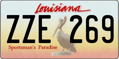 LA license plate ZZE269