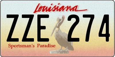 LA license plate ZZE274