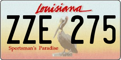 LA license plate ZZE275