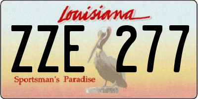 LA license plate ZZE277