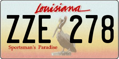 LA license plate ZZE278