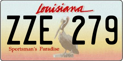 LA license plate ZZE279