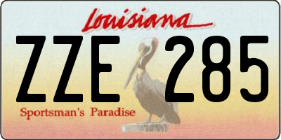 LA license plate ZZE285