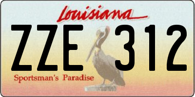 LA license plate ZZE312