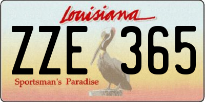 LA license plate ZZE365