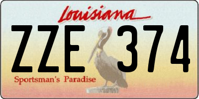 LA license plate ZZE374