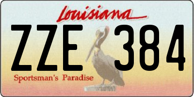 LA license plate ZZE384