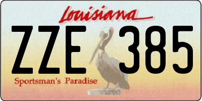 LA license plate ZZE385