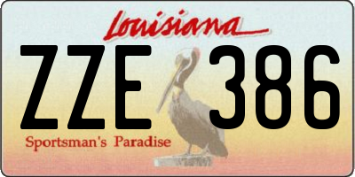 LA license plate ZZE386