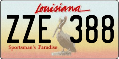 LA license plate ZZE388