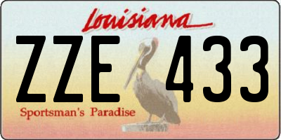 LA license plate ZZE433