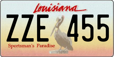 LA license plate ZZE455