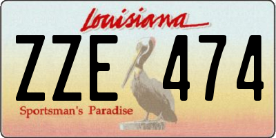 LA license plate ZZE474