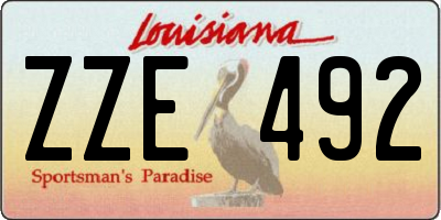 LA license plate ZZE492