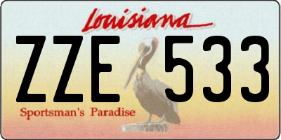 LA license plate ZZE533