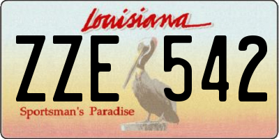 LA license plate ZZE542